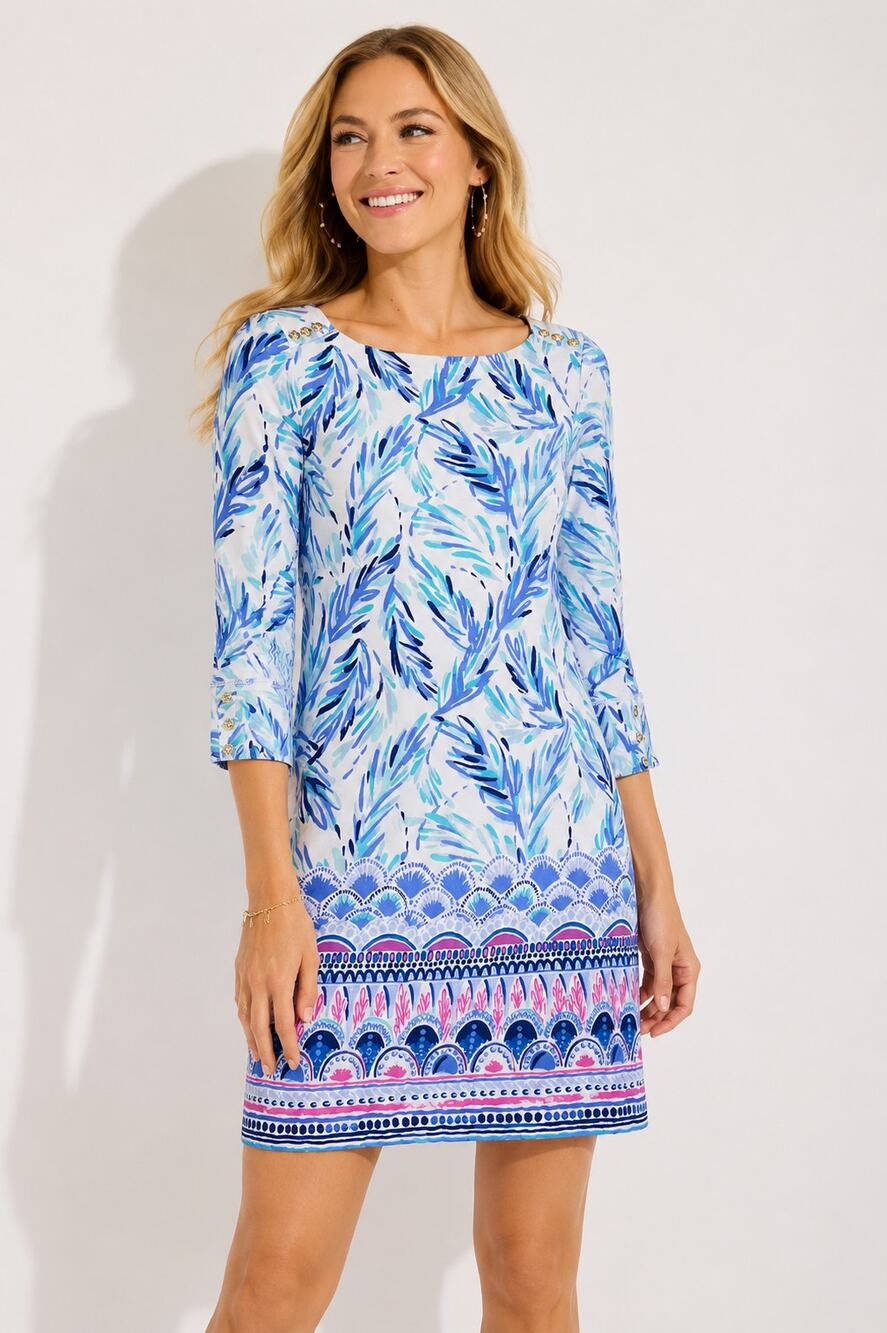 Lilly Pulitzer UPF 50+ Sophie Dress Flock Together Blue Small Preppy Coastal